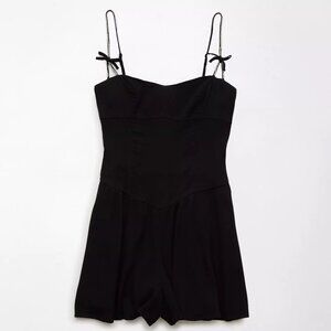 Rhinestone Bow Strap Romper | Black | American Eagle Size M